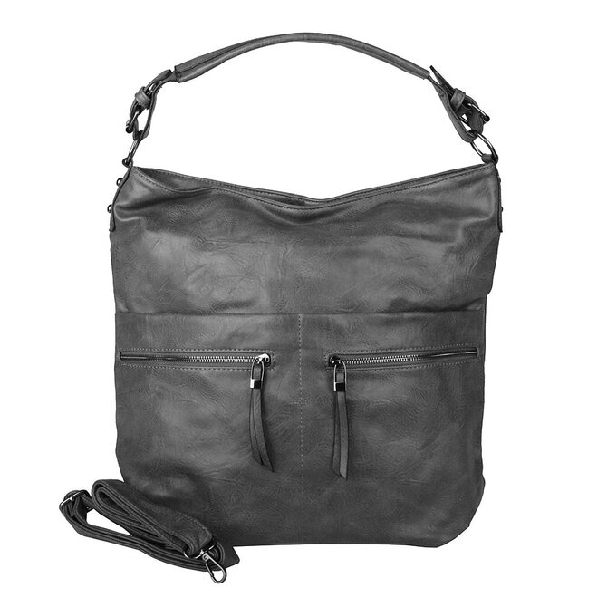 Velká tmavěšedá kabelka do ruky, na rameno i crossbody ROMINA &amp; CO D177-1 NEW tmavěšedá, syntetická kůže