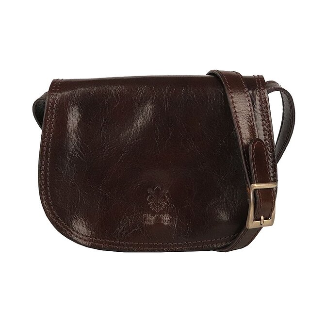 Tmavěhnědá malá kožená crossbody kabelka no. 46 (new) hnědá, kůže