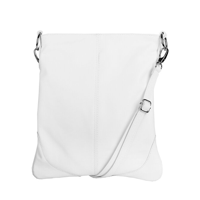Střední/velká bílá kožená crossbody kabelka Vera Pelle no. 5509 NEW bílá, kůže