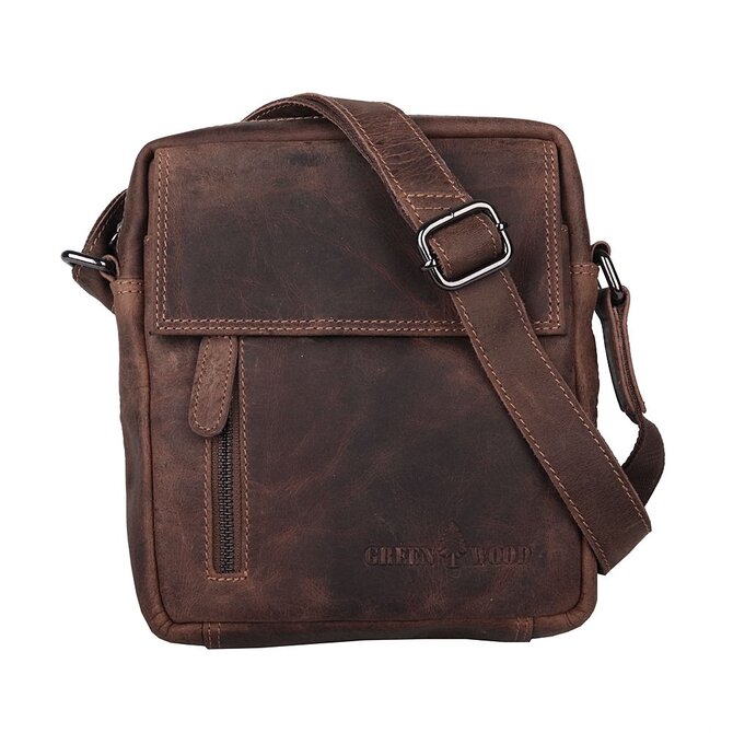 Malá hnědá (khaki) kožená crossbody taška GreenWood no. 116209 hnědá, kůže