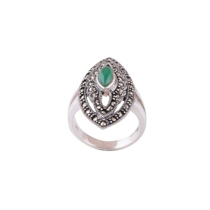 AutorskeSperky.com - Stříbrný prsten se zeleným onyxem -  S234 Stříbro
