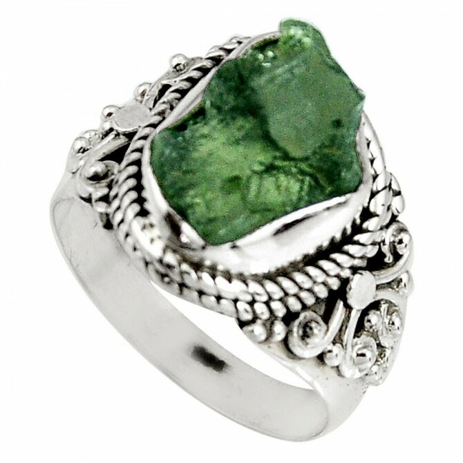 AutorskeSperky.com - Stříbrný prsten s vltavínem -  S4139 Stříbro
