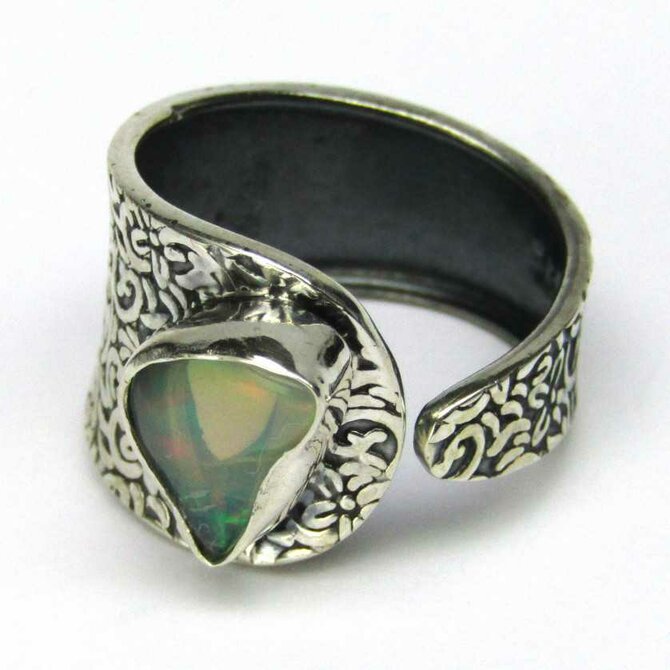 AutorskeSperky.com - Stříbrný prsten s opálem -  S4614 Stříbro