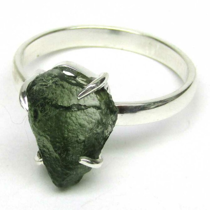 AutorskeSperky.com - Stříbrný prsten s vltavínem -  S6612 Stříbro