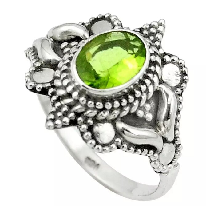 AutorskeSperky.com - Stříbrný prsten s olivínem -  S3067 Stříbro