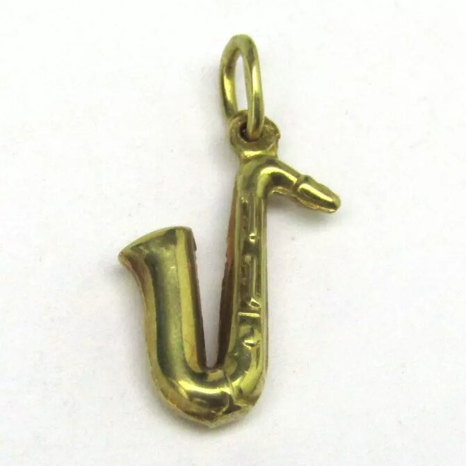 AutorskeSperky.com - 14 kt zlatý přívěsek saxofon -  S3243 Žluté zlato
