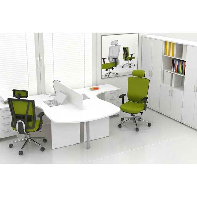 NABYTEK-DESIGNOVY.CZ - ZE 2.12P 56 - Sestava kancelářského nábytku Komfort 2.12, bílá