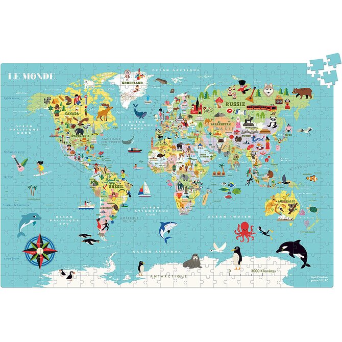 Puzzle mapa světa 500 dílků - Vilac
