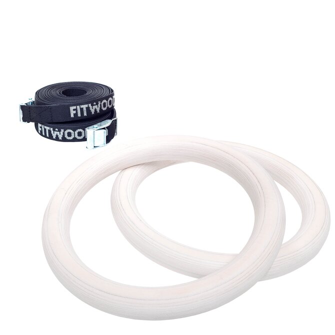 Gymnastické kruhy FitWood ULPU - Adult Waxed White / Black