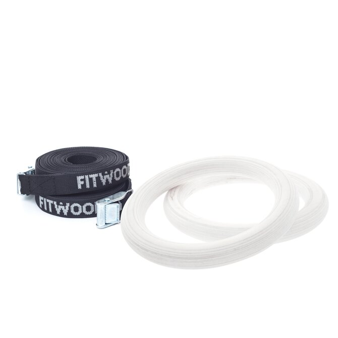 Gymnastické kruhy FitWood ULPU MINI - Kids Waxed White / Black