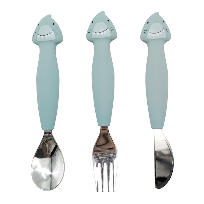 Dětský silikonový příbor Trixie Baby  3-pack - Mr. Shark