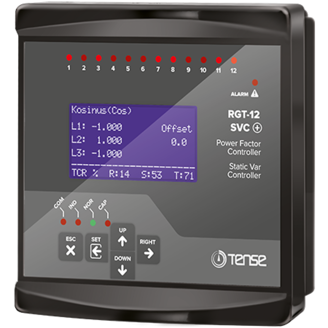 RGT-12SVC - Regulátor jalového výkonu 12 úrovňový +TCR  s RS485 ModBus RTU