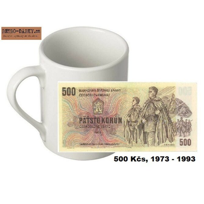 Retro hrnek - 500 Kčs, 1973 - 1993 Dodání:: S dárkovou krabičkou s okénkem