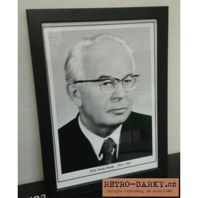 Obraz prezidenta Gustáva Husáka - retro dárek Provedení:: Papírový plakát v rámu