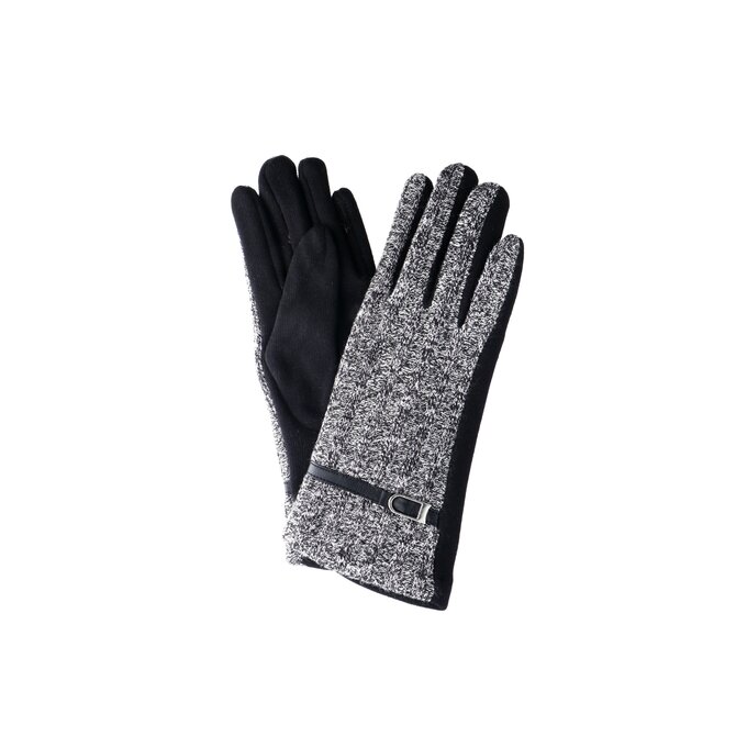 Ewena Dámské pletené rukavice černo šedé