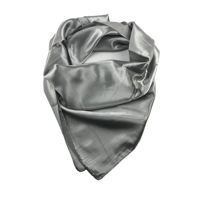 Saténový jednobarevný šátek 85 x 85 cm - šedá