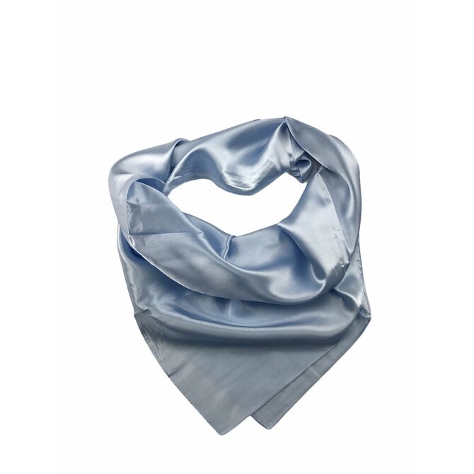 Saténový jednobarevný šátek 85 x 85 cm - modrošedá/tyrkysová