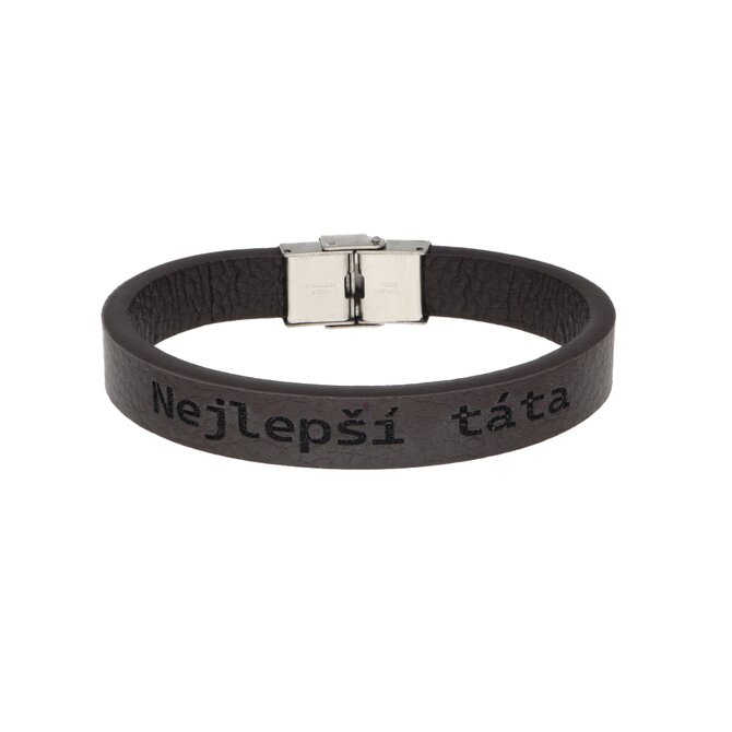 Ewena Pánský kožený náramek hnědý Nejlepší táta