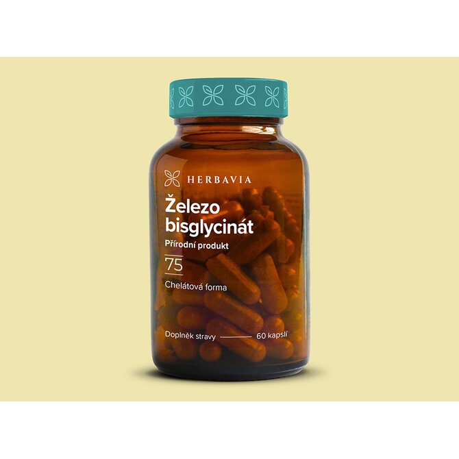 Železo bisglycinát -chelát-  přírodní produkt - 60 kapslí / Herbavia.cz