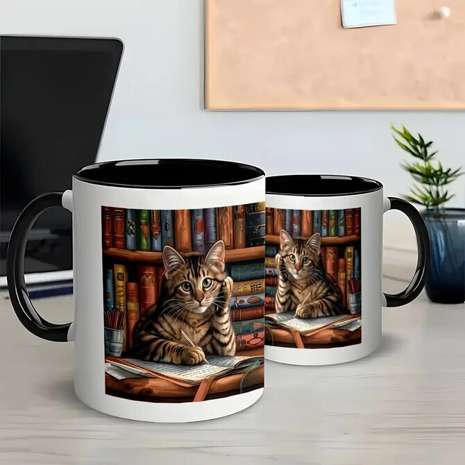 Hrníček pro knihomoly – Kocour spisovatel