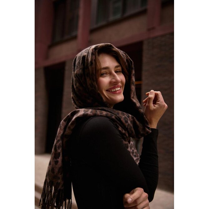 Moodo šála dámská LEOPA I hnědá