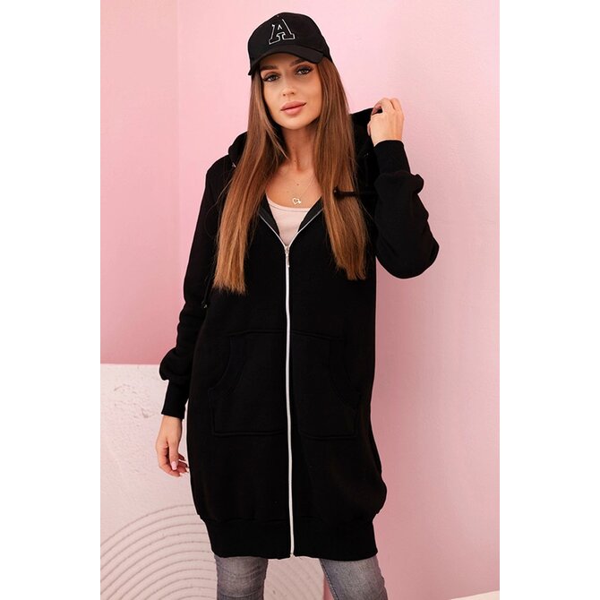 Dámské mikinové šaty bavlněné K1Z68415 - černé - vel. UNI Černá, UNI