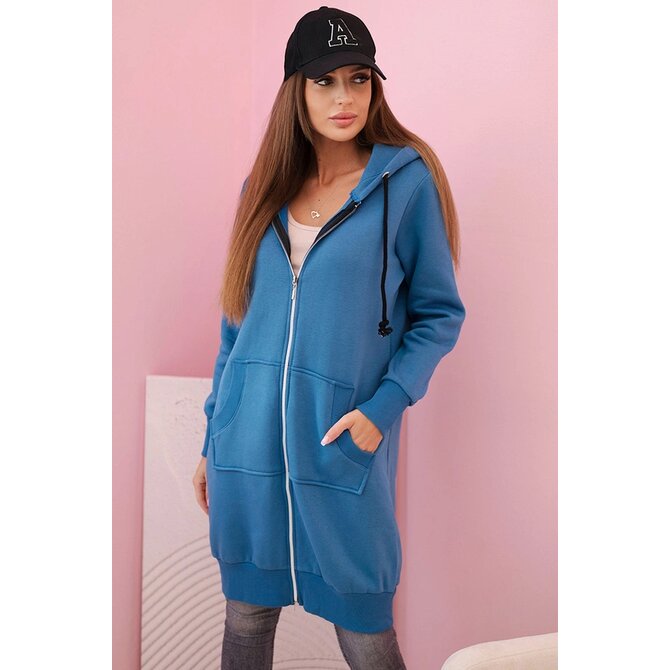 Dámské mikinové šaty bavlněné K1Z68415 - modré - vel. UNI Modrá, UNI