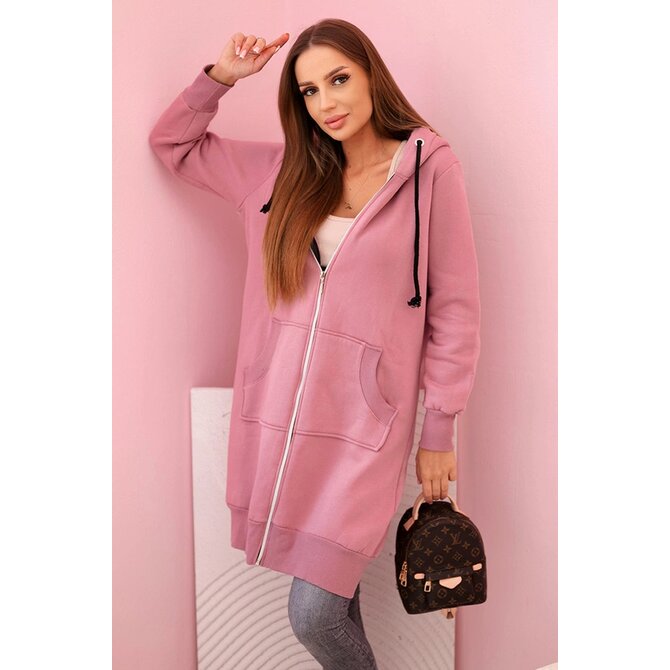 Dámské mikinové šaty bavlněné K1Z68415 - růžové - vel. UNI Růžová, UNI