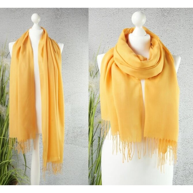 Dámská kašmírová šála - hořčicová Hořčicová, UNI