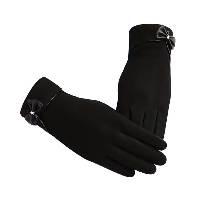 Elegantní dámské dotykové zimní rukavice uvnitř s kožešinou - černé - vel. UNI Černá, UNI