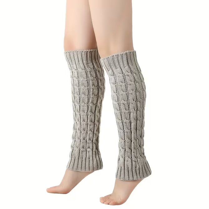 Kotníkové návleky na nohy copánkový vzor - světle šedé - vel. UNI Šedá, UNI