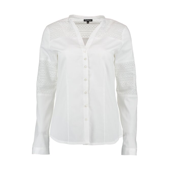 Orbis textil Orbis košile dámská bílá s krajkou 3334/01 dlouhý rukáv (V) Varianta: 36 Bílá, 100% bavlna