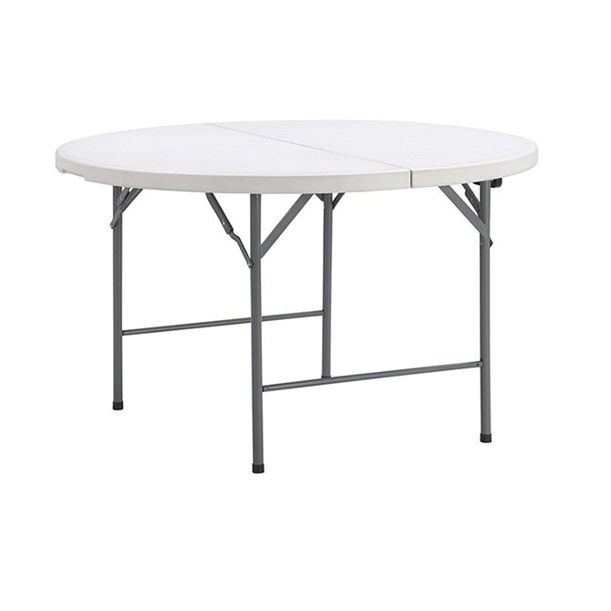 TENTino Skládací stůl průměr 122 cm PŮLENÝ, bílý, STL122PK