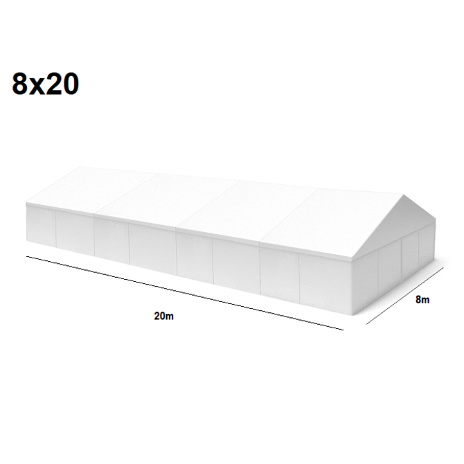 TENTino Velkokapacitní párty stan 8x20 m Stav stanu: NOVÝ