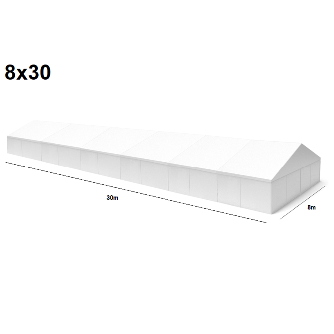 TENTino Velkokapacitní párty stan 8x30 m Stav stanu: NOVÝ