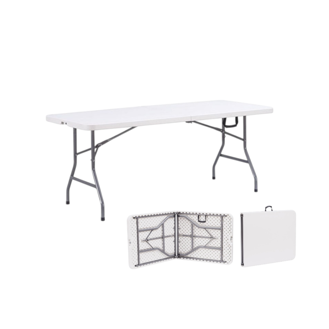 TENTino Skládací stůl 152x76 cm PŮLENÝ, bílý, STL152P