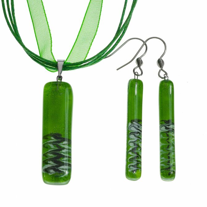WAGA - Souprava skleněných šperků zelená DAISY - 1401