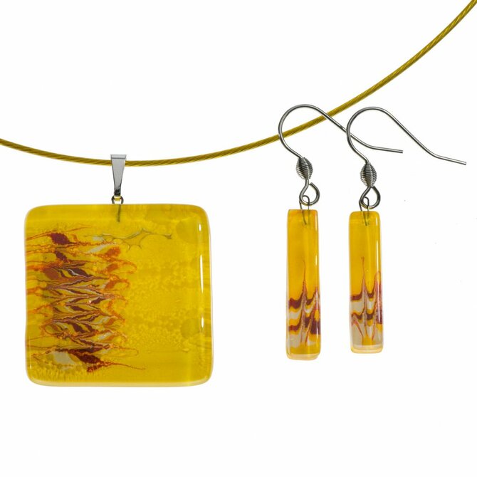 WAGA - Souprava skleněných šperků žlutá - 1301