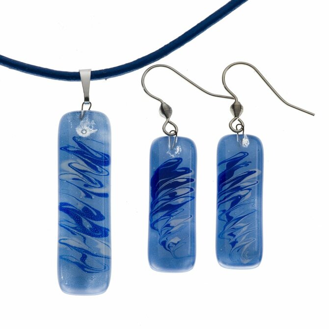 WAGA - Souprava skleněných šperků modrá - 1001