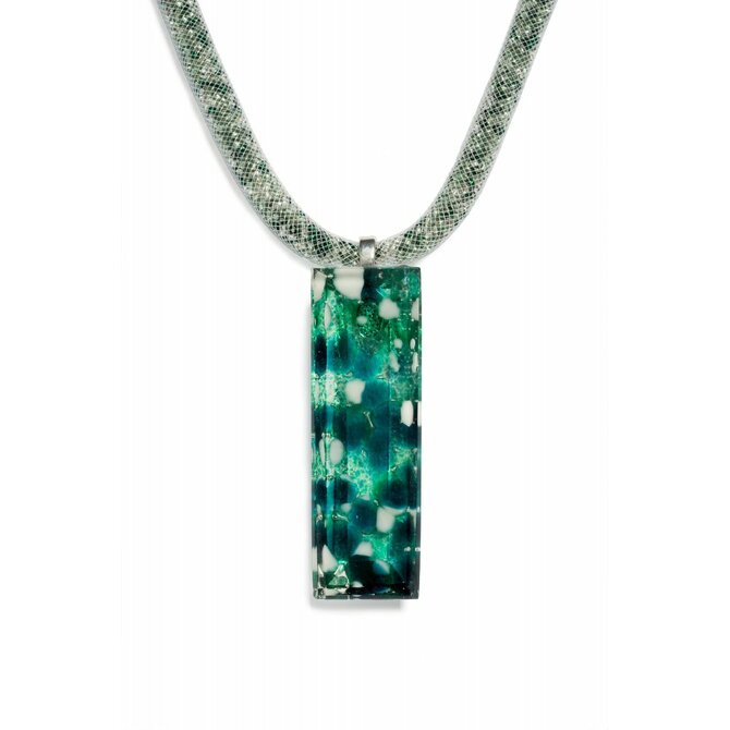 WAGA - Broušený skleněný šperk zelený DAISY PRV0807