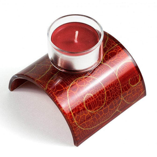 WAGA - Skleněný svícen na čajovou svíčku červený