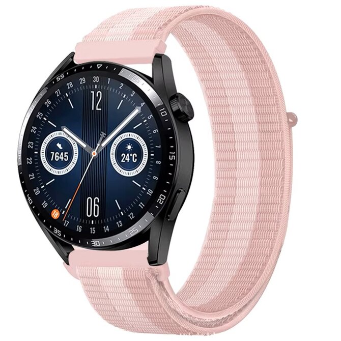 UNI Růžový nylonový řemínek 22mm s pruhem růžová